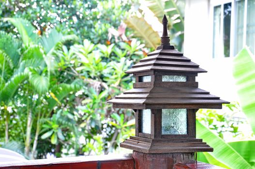 Old lamp made of wood