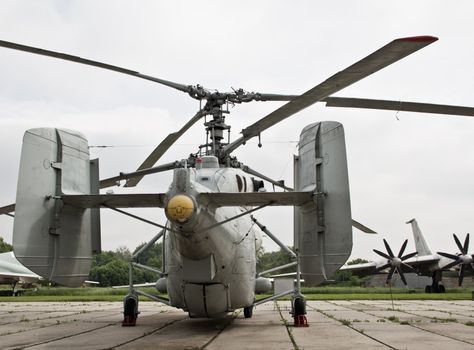 Soviet  naval helicopter Ka-27 Helix on airfield
