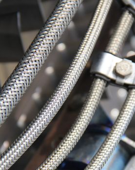 Technology background with metal pipes and gears