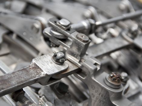 Technology background with old engine metal details