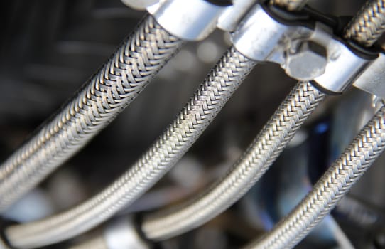 Technology background with metal pipes and gears