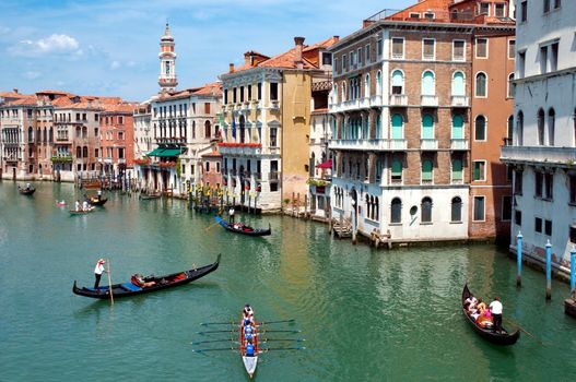 Italy - Venezia - Gondole and boats on Canal Grande