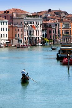 Gondolero on canal Riva di Blasio at Venezia