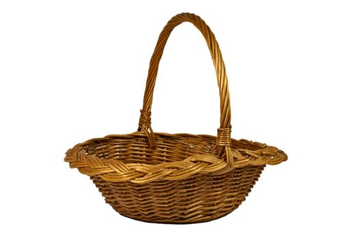 Wicker basket isolated on white background, closeup