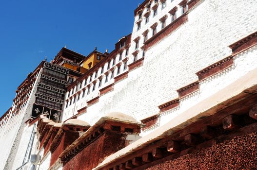 Landmark of the famous Potala Palace in Lhasa Tibet
