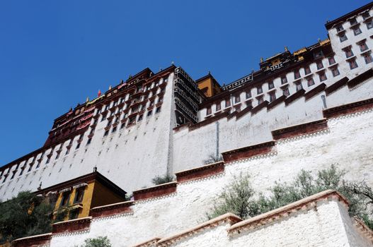 Landmark of the famous Potala Palace in Lhasa Tibet