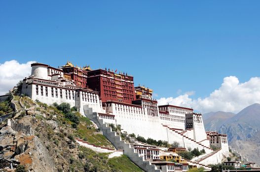 Landmark of the famous Potala Palace in Lhasa Tibet