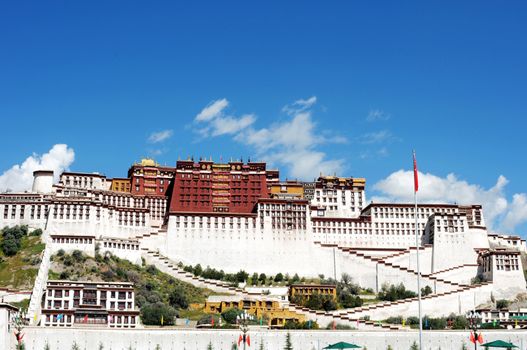 Landmark of the famous Potala Palace in Lhasa Tibet