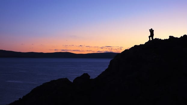 Landscape at lakeside in the highlands of Tibet at sunset