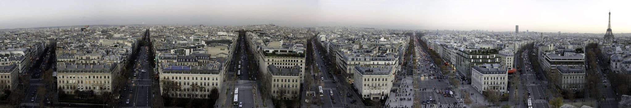 Panoramic view of Paris from Triumph Arc, France