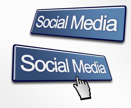 Two Social Media Buttons with a Hand Cursor Clicking