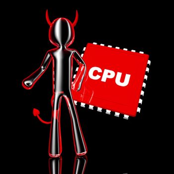 A little CPU Devil/Daemon. 3D rendered Illustration.