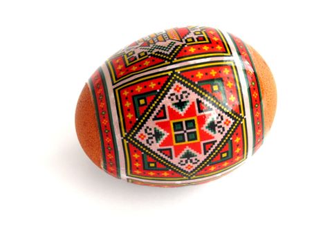 painted Easter egg over white