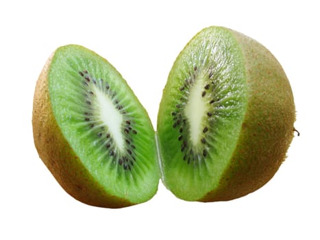 cut of kiwi over white