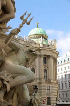 The Michaelertrakt of the Hofburg in Vienna, Austria. View from the Michaelerplatz.