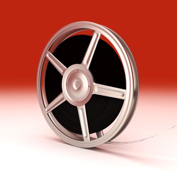 A Film reel. 3D rendered Illustration. Unbalanced lightning. 