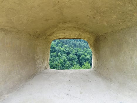 A window in a stone wall