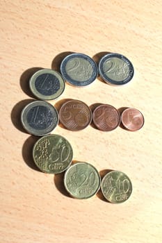 euro symbol made of euro coins