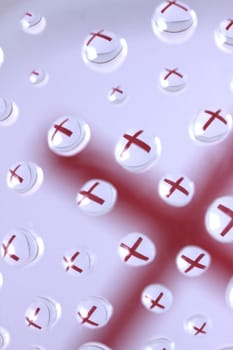 wrong cross symbol water drops