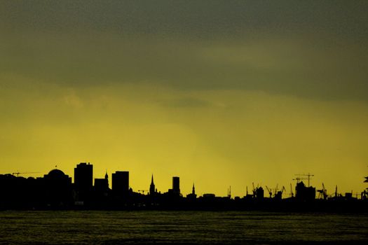 german hamburg city evening skyline zombie green look