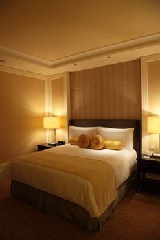 Luxury Hotel Room at Night in Bedroom
