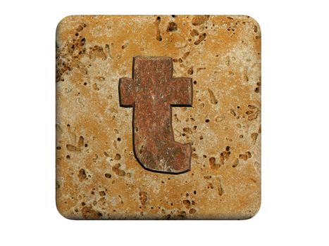 3d Letter a in stone, on a white isolated background. 