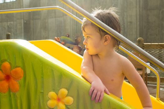 Baby boy at Jay Peak's water park and resort