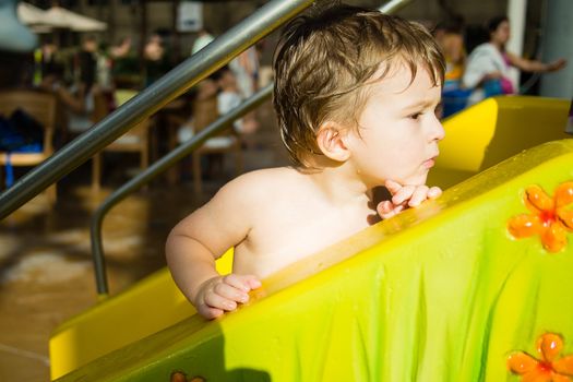 Baby boy at Jay Peak's water park and resort