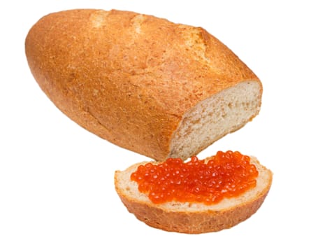 caviar and bread on a white background