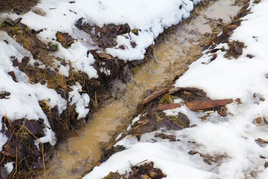 ditch in the snow