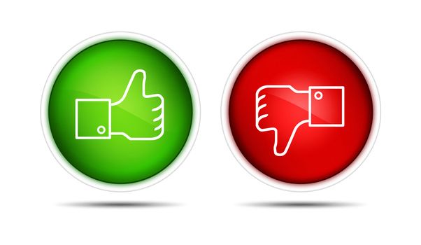 lIllustration of the thumb up and thumb down buttons. Isolated on white.