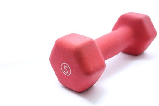 red 5 pound dumbbell for fitness or cardio workouts