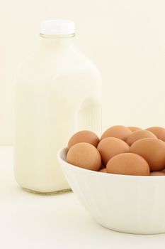 Milk and eggs fresh, basic baking ingredients