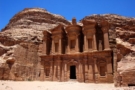 Famous site of Petra treasury in Jordan
