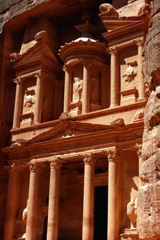 Famous site of Petra treasury in Jordan