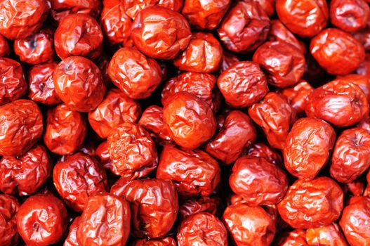 Ripe Chinese red date fruits in a pile
