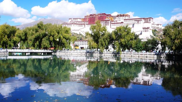 Landmark of the famous Potala Palace in Lhasa Tibet in a sunny day