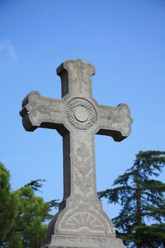 Cross ornament in a grave in the Provence, France