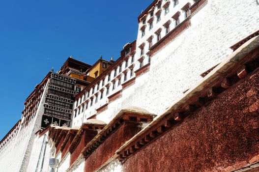 Landmark of the famous Potala Palace in Lhasa Tibet in a sunny day
