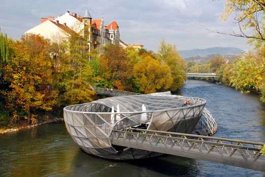 View of the island in the Mur - Graz Austria