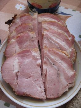 Meat cut in a plate