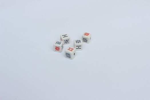 nice image of five dices on white background