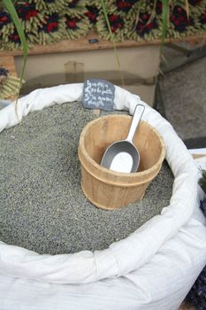 Lavender, produce of the Provence, for sale on a local market