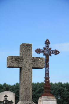 Cross ornament in a grave in the Provence, France