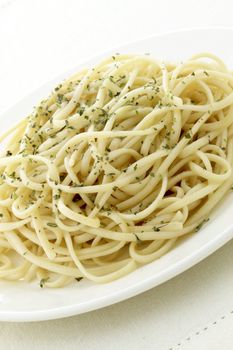 delicious italian plain spaghetti with italian herbs fresh butter and olive oil