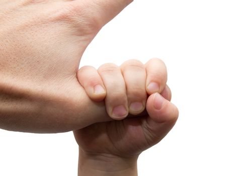father's and baby's hands 
