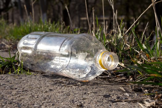 plastic bottle on the nature