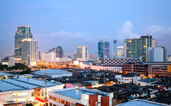 Bangkok cityscape skyscraper at dusk Thailand