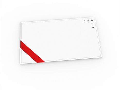 Blank greeting card (for greeting or congratulation) with red ribbon