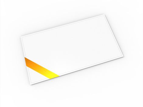 Blank greeting card (for greeting or congratulation) with yellow ribbon